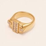 Fashion Square Gemstone Decorative Stainless Steel Ring Unisex Ring | N00719 - Image 3