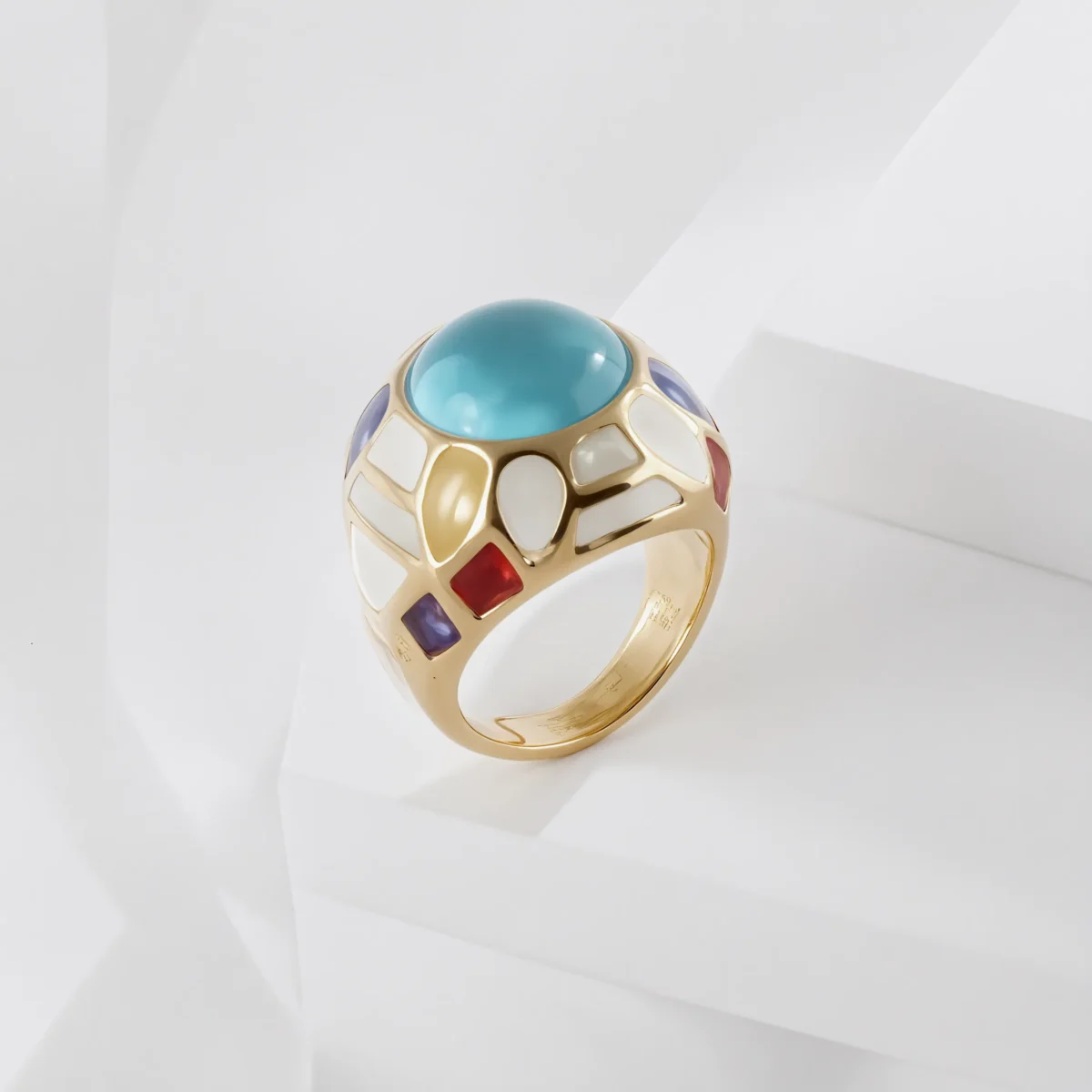 Vintage Colorful Enamel Design Ring Women's Gold Fashion Ring | G005445 - Image 4