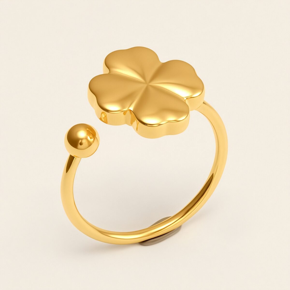 Four - Leaf Clover Gold Stainless Steel Ring, Stylish Versatile Women's Ring | G006343 - Image 1