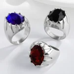 Vintage Gemstone Ring with Gemstone Inlay Stainless Steel Design for Men | K002239 - Image 2