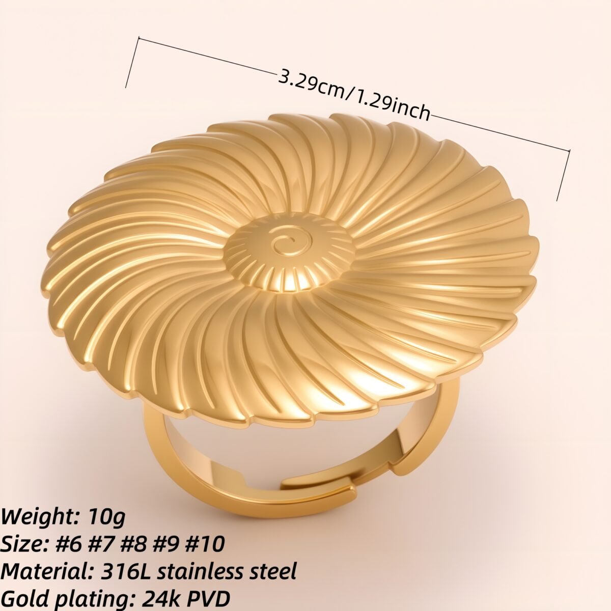 Stylish Women's Gold - and - Silver Spiral - shaped Ring | G005617 - Image 2