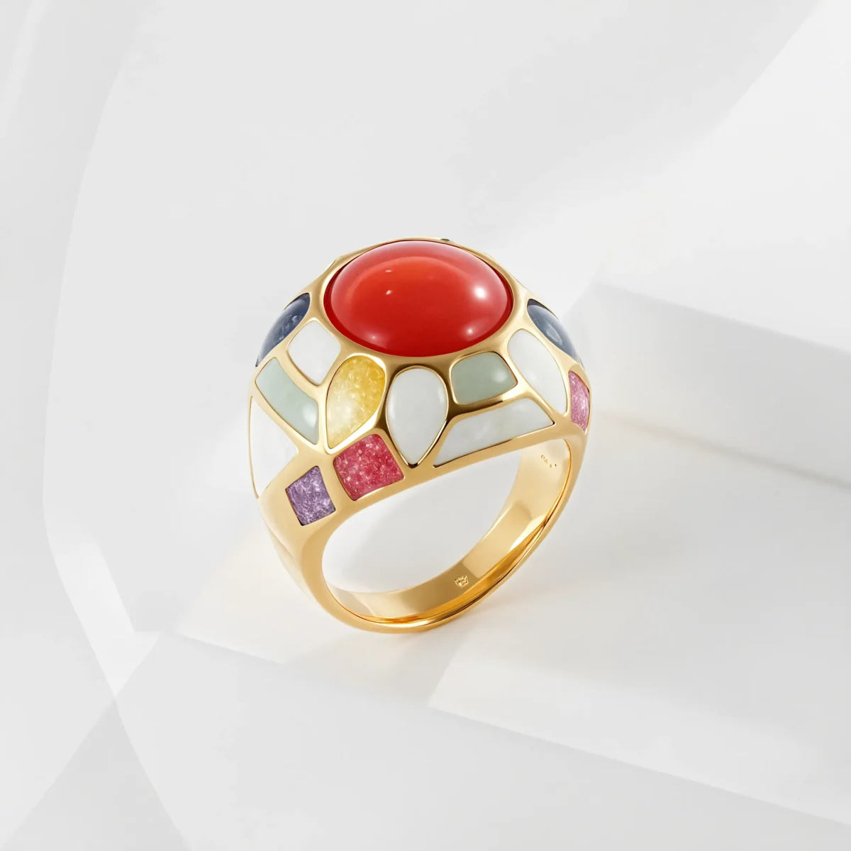 Vintage Colorful Enamel Design Ring Women's Gold Fashion Ring | G005445 - Image 3