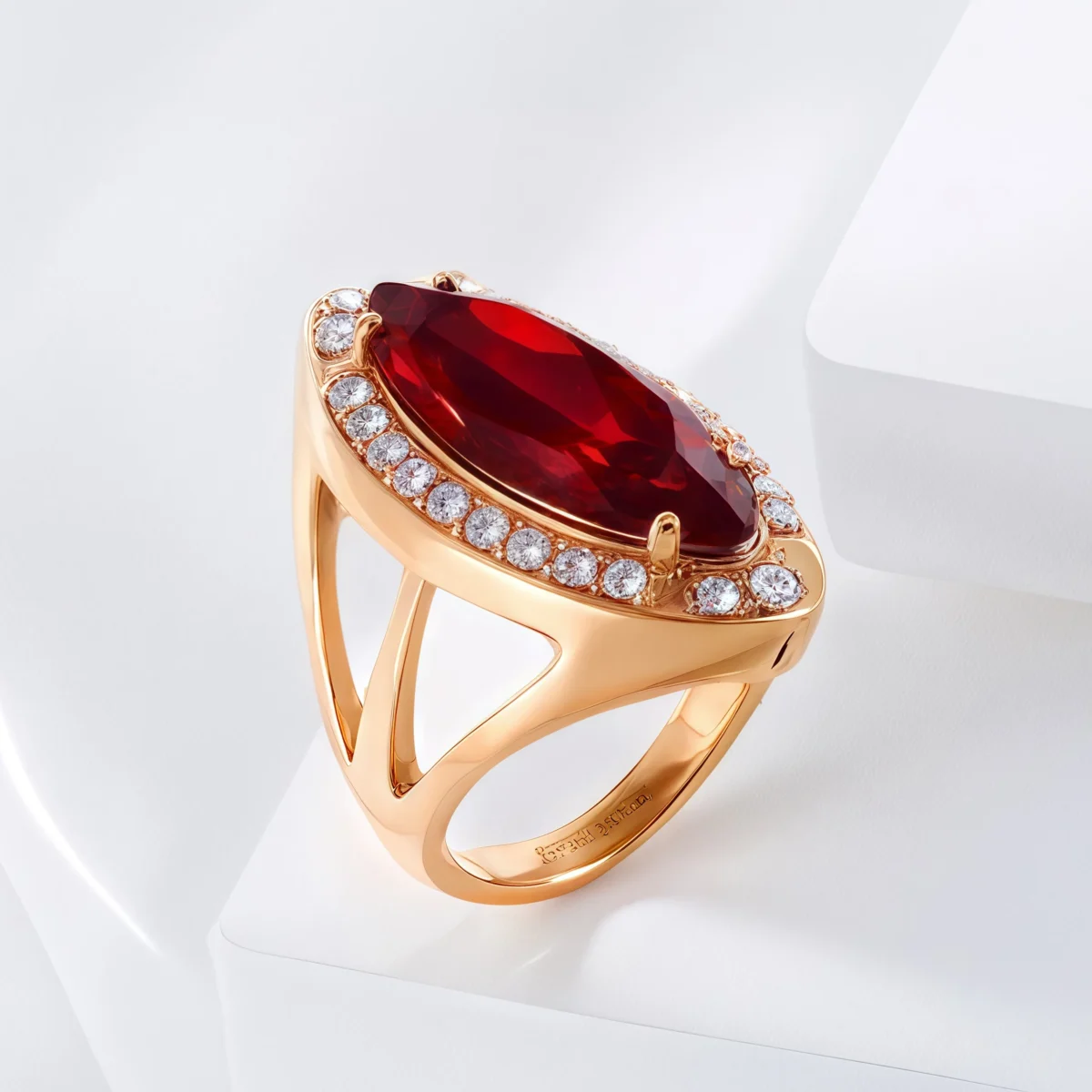 Luxurious Gemstone Stainless Steel Ring Golden Modern Design for Women | BL762 - Image 2