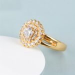 Gold Flower Diamond Large Size Women's Stainless Steel Waterproof Ring丨PL209 - Image 4