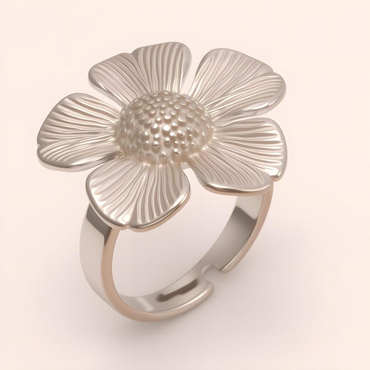 Women's Two - tone Stainless Steel Floral - shaped Ring | G005528 - Image 5