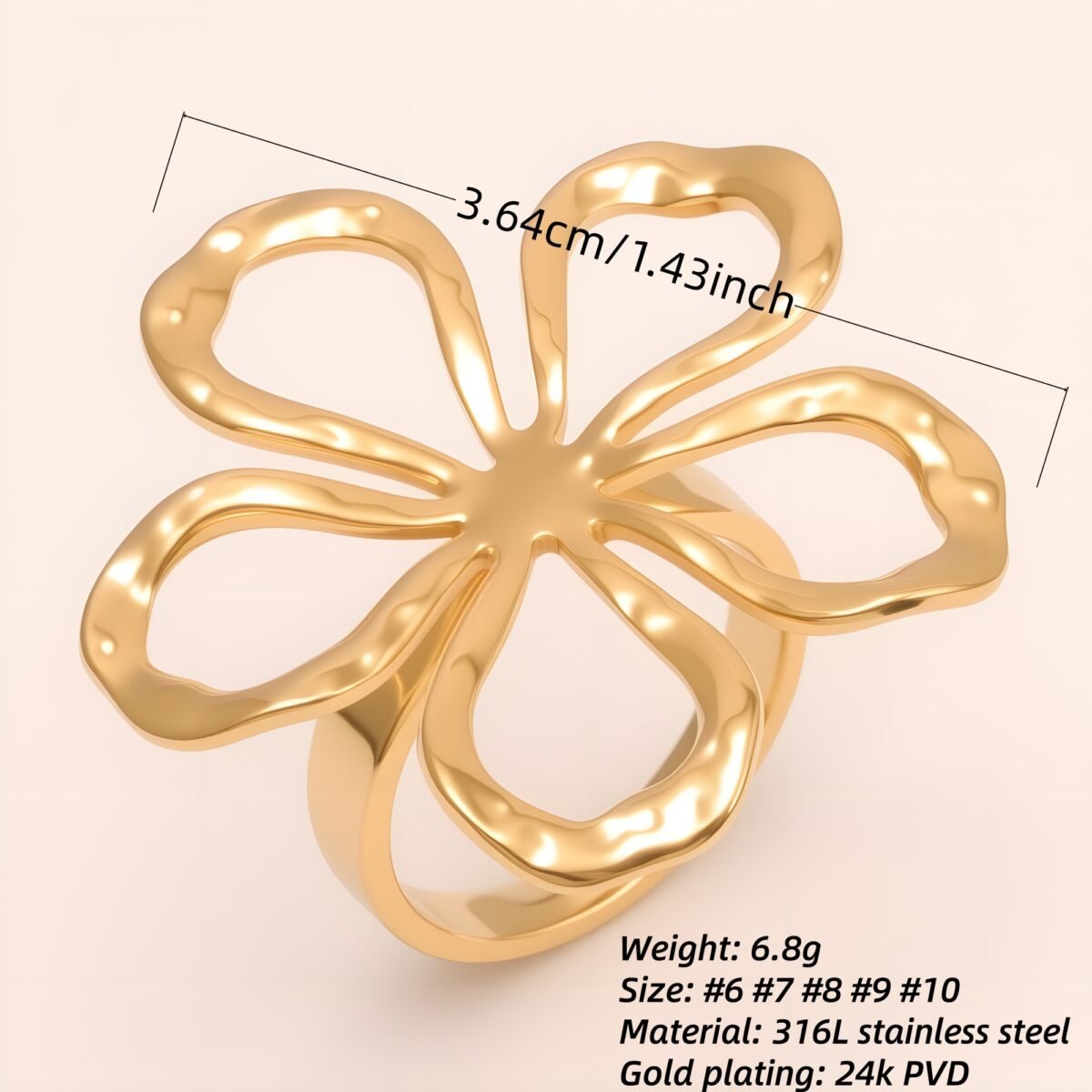 Stylish Women's Gold - and - Silver Hollow Floral - shaped Ring | G005614 - Image 2