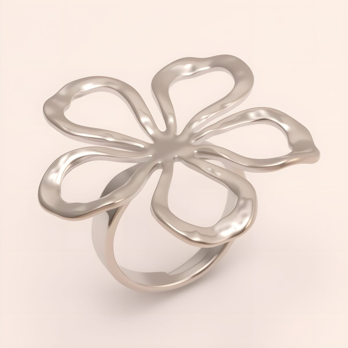 Stylish Women's Gold - and - Silver Hollow Floral - shaped Ring | G005614 - Image 5