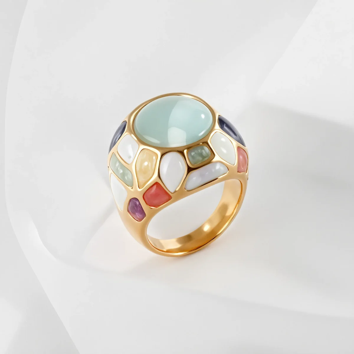 Vintage Colorful Enamel Design Ring Women's Gold Fashion Ring | G005445 - Image 5