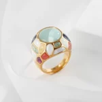 Vintage Colorful Enamel Design Ring Women's Gold Fashion Ring | G005445 - Image 5