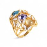 Creative Stainless Steel Gemstone Decorative Ring Women's Ring | G004474