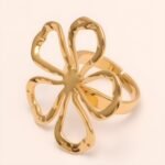 Stylish Women's Gold - and - Silver Hollow Floral - shaped Ring | G005614 - Image 4
