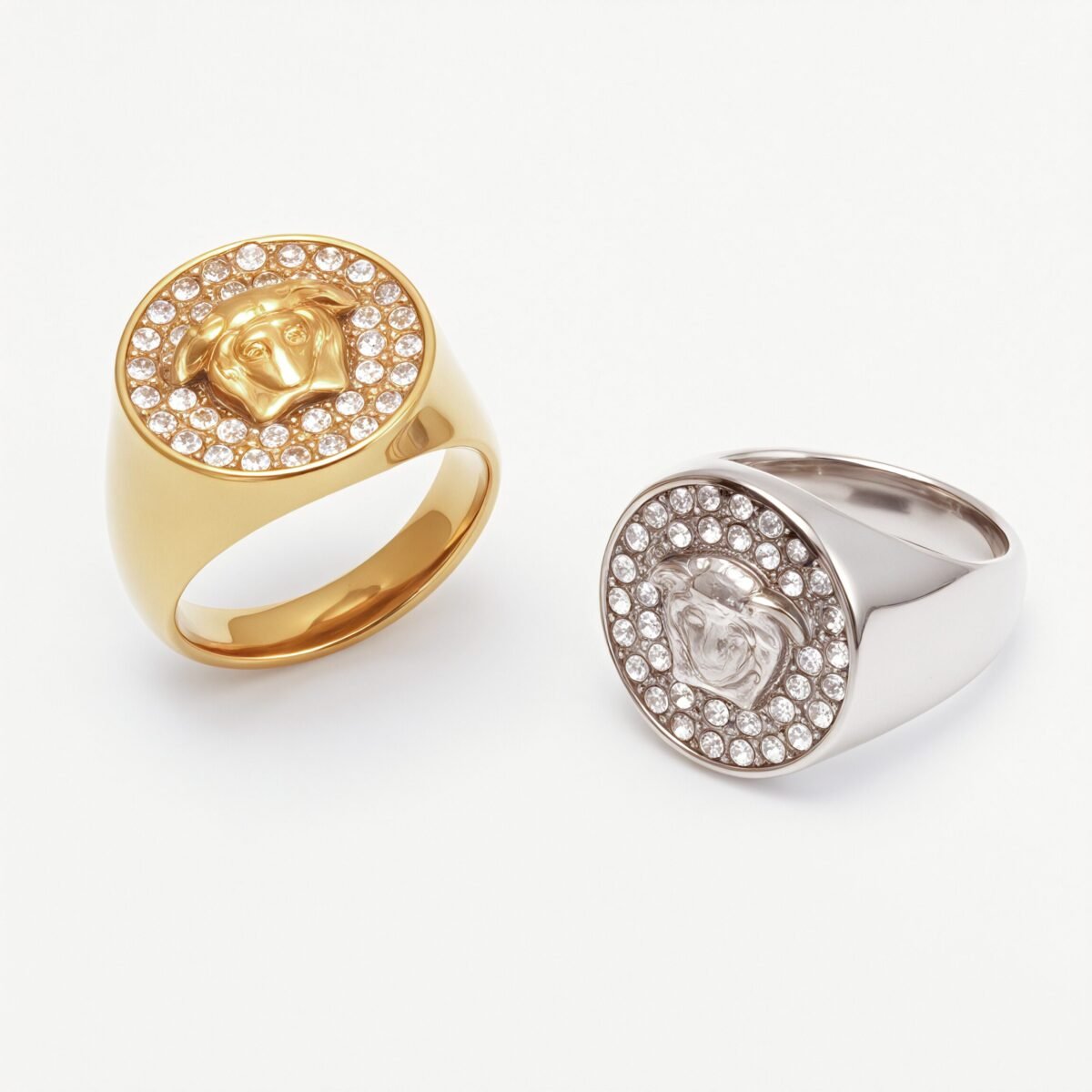 Men's Medusa - styled Diamond - set Stainless Steel Ring | G00810 - Image 2