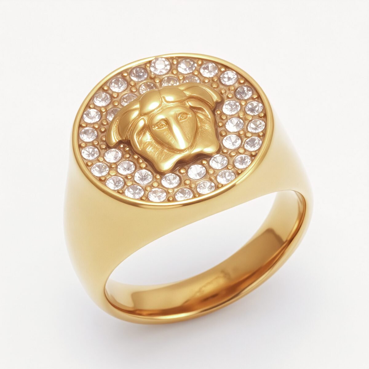Men's Medusa - styled Diamond - set Stainless Steel Ring | G00810 - Image 3