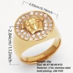Men's Medusa - styled Diamond - set Stainless Steel Ring | G00810 - Image 7