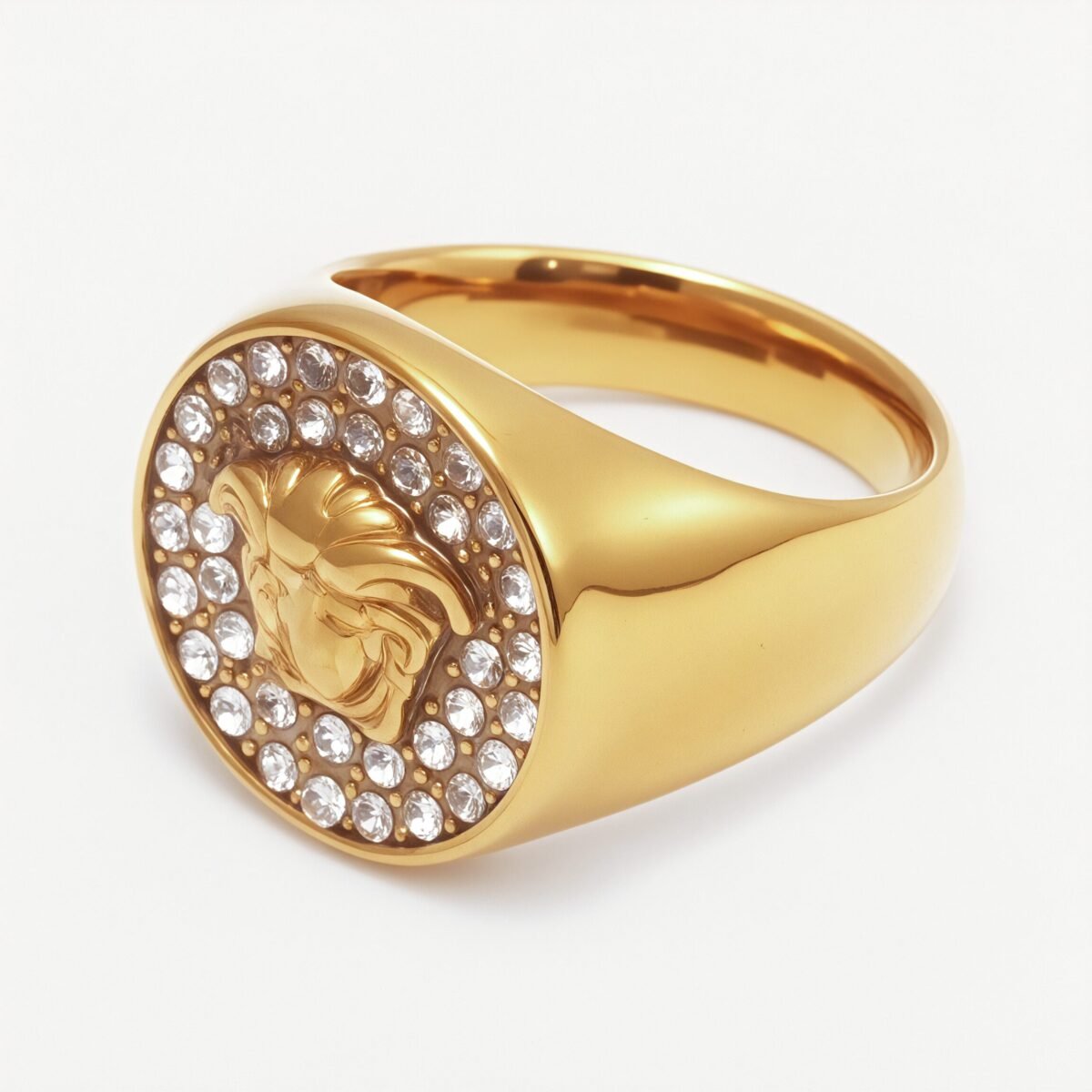 Men's Medusa - styled Diamond - set Stainless Steel Ring | G00810 - Image 4