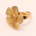 Women's Two - tone Stainless Steel Floral - shaped Ring | G005528 - Image 3