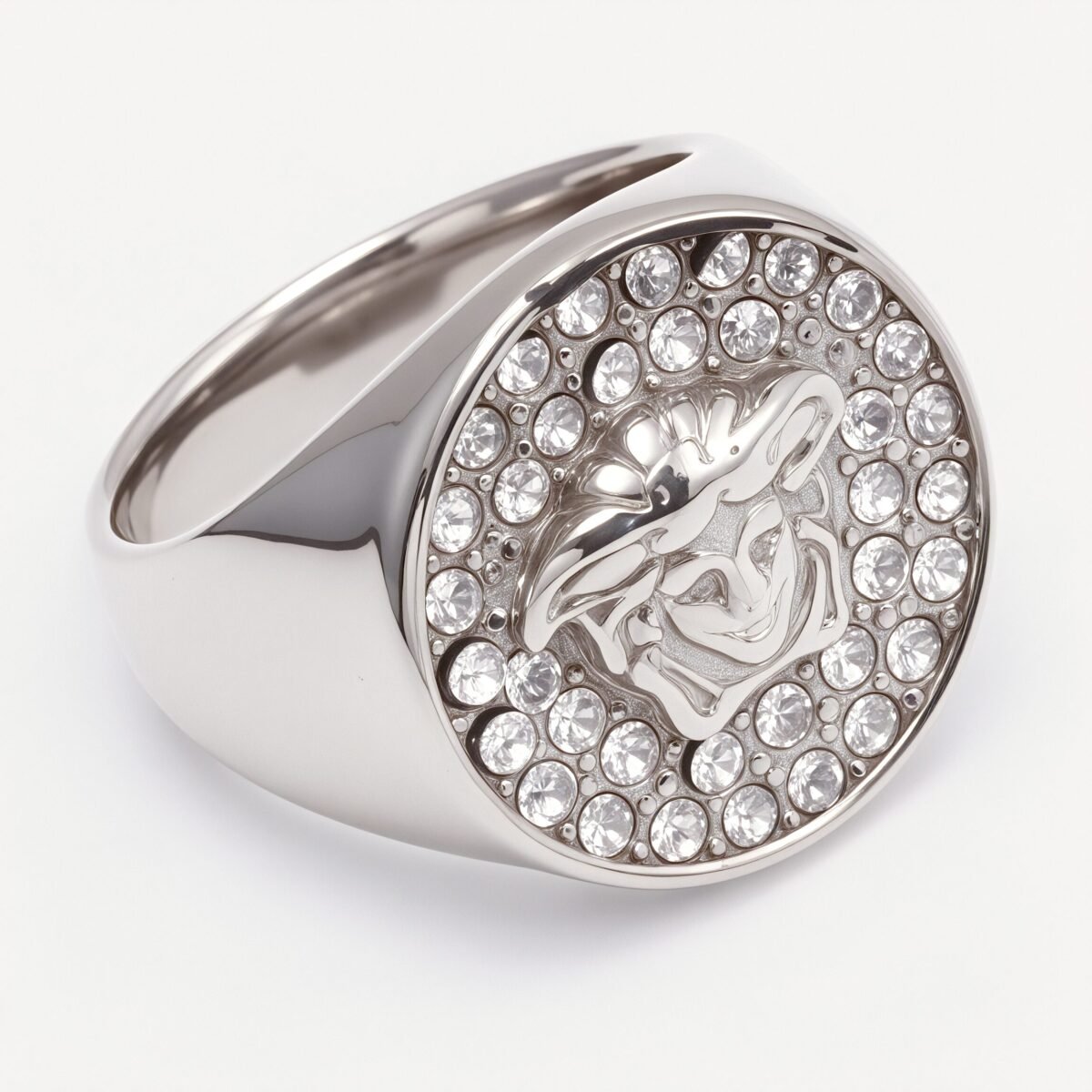 Men's Medusa - styled Diamond - set Stainless Steel Ring | G00810 - Image 6