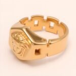 Trendy Men's Gold - colored Stainless Steel Ring with Embossed Medusa Motif | G00207JT - Image 4
