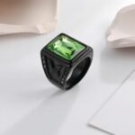 Vintage 24K gold-plated square crystal stainless steel ring for men | BL101 - Image 7