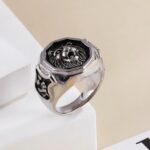 Vintage octagonal lion head stainless steel men's ring | G001011 - Image 5