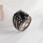 Vintage Square Multicolor Gemstone Stainless Steel Men's Ring | BL458 - Image 3
