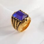 Vintage Square Multicolor Gemstone Stainless Steel Men's Ring | BL458 - Image 2