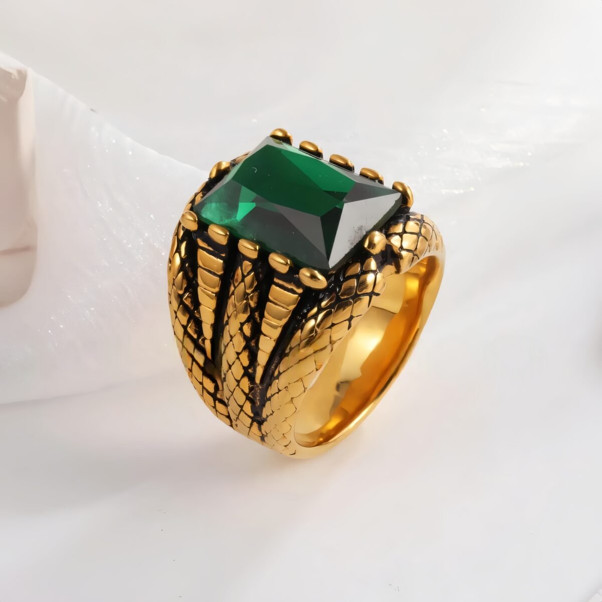 Vintage Square Multicolor Gemstone Stainless Steel Men's Ring | BL458 - Image 4