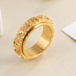 Rotatable Stainless Steel Ring Buddhist Scripture Design Meditation Band | A375 - Image 3