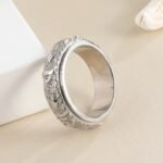 Rotatable Stainless Steel Ring Buddhist Scripture Design Meditation Band | A375 - Image 4