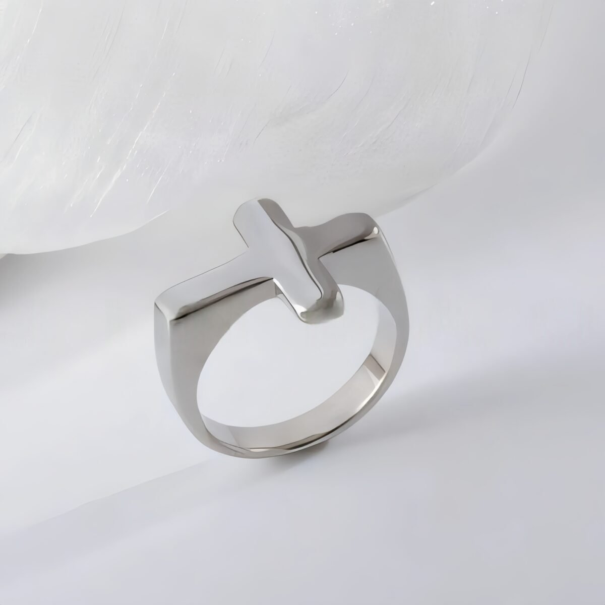 Simple Cross Stainless Steel Ring Unisex Ring | G002608 - Image 5