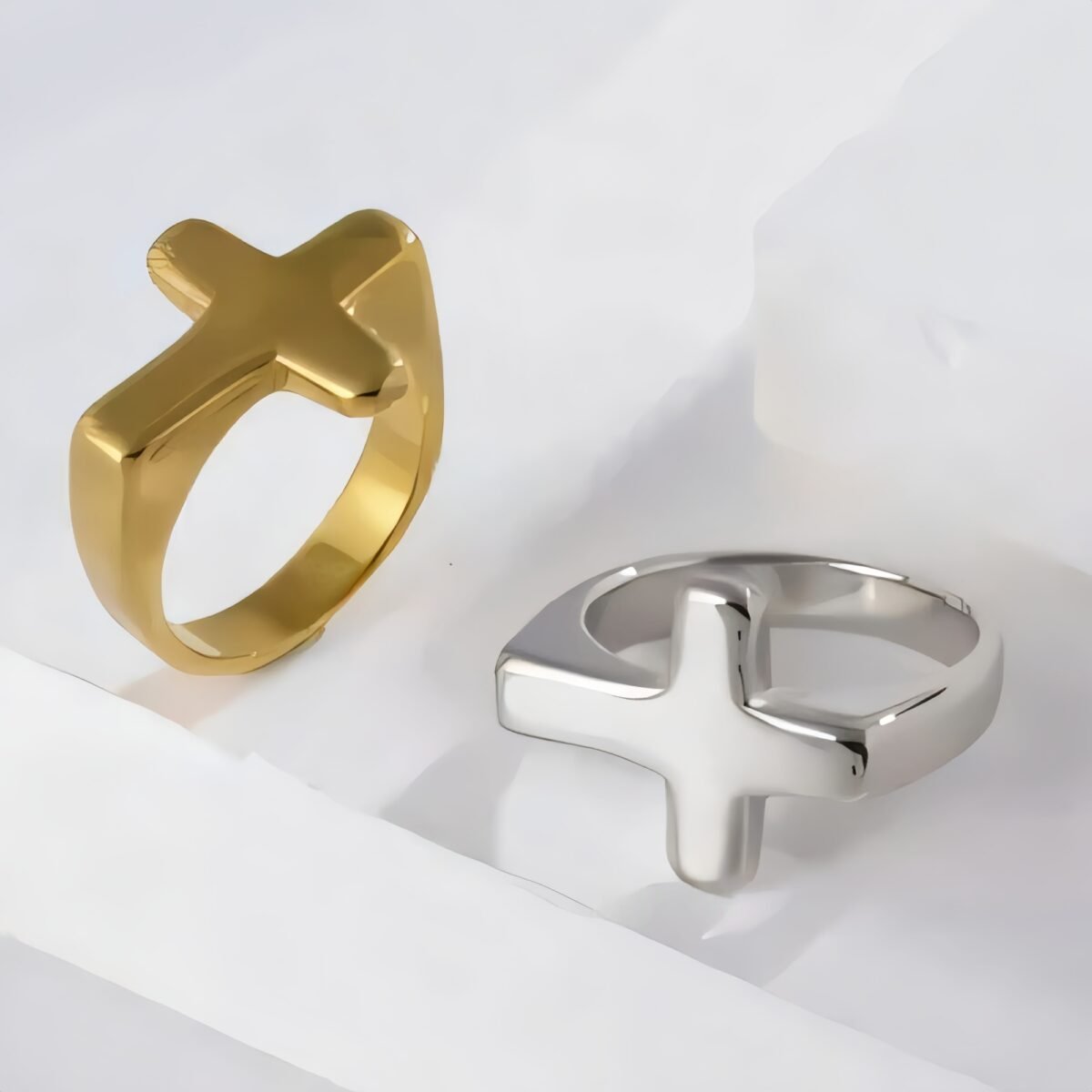 Simple Cross Stainless Steel Ring Unisex Ring | G002608 - Image 1