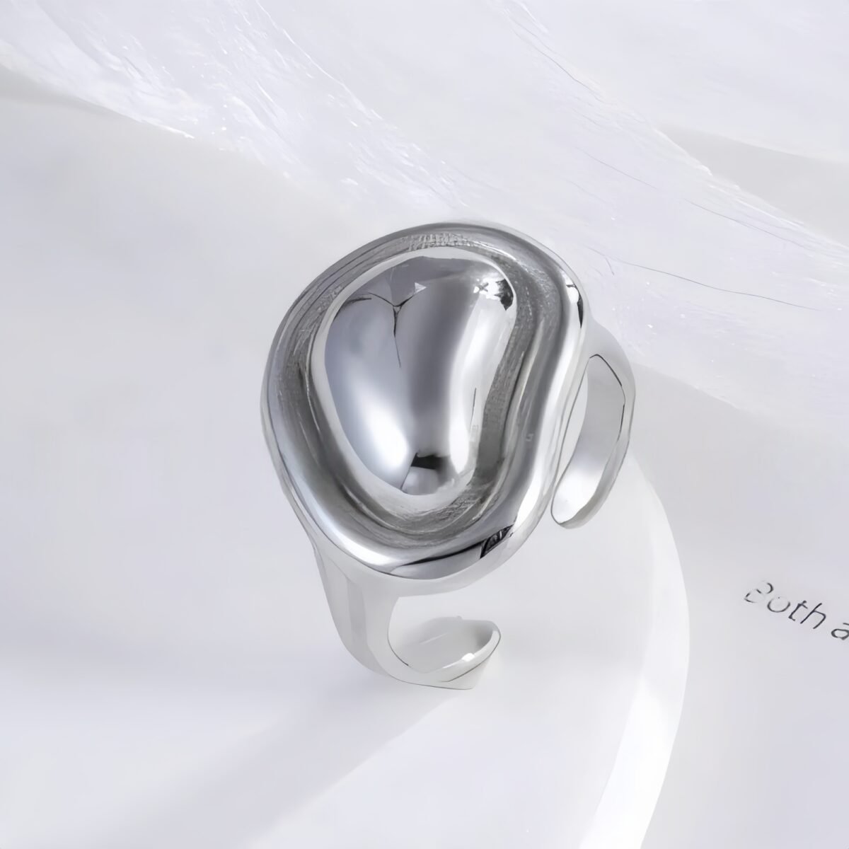 Smooth Irregular Stainless Steel Ring Women's Minimalist Fashion Band | G004134 - Image 3