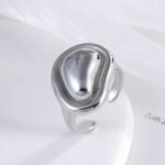 Smooth Irregular Stainless Steel Ring Women's Minimalist Fashion Band | G004134 - Image 3