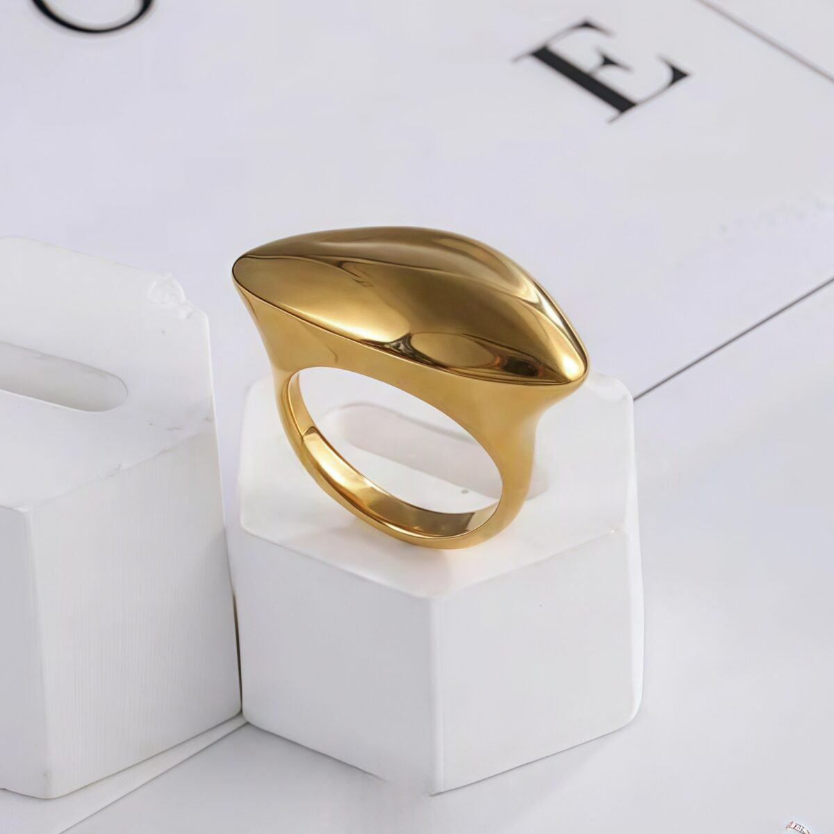Smooth Streamlined Stainless Steel Ring Women's Simple Fashion Design | G003990 - Image 3