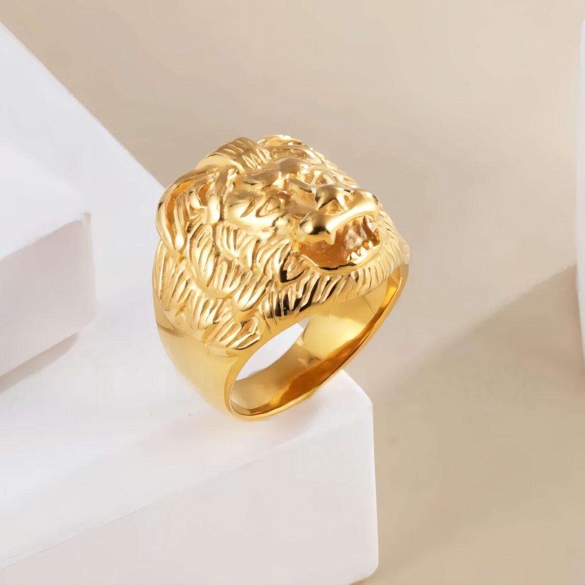 Stainless Steel Roaring Lion Men's Ring | Vintage Style Unique Animal Jewelry | DZ834 - Image 4