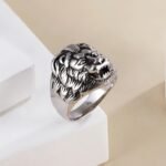 Stainless Steel Roaring Lion Men's Ring | Vintage Style Unique Animal Jewelry | DZ834 - Image 2