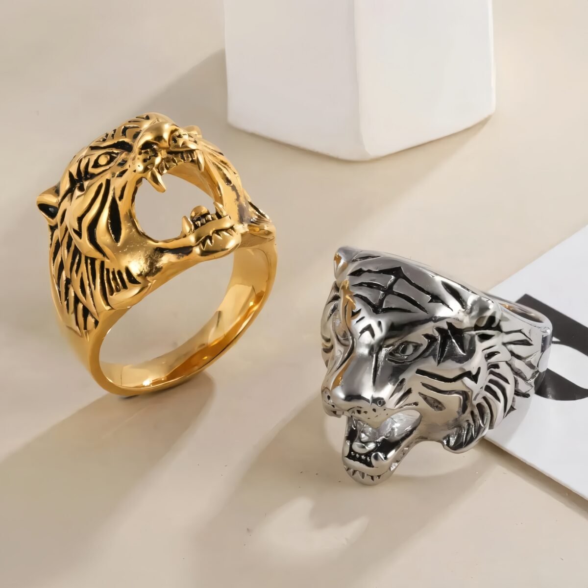 Stainless Steel Tiger Ring for Men Vintage Wild Style Animal Jewelry | DZ66 - Image 1