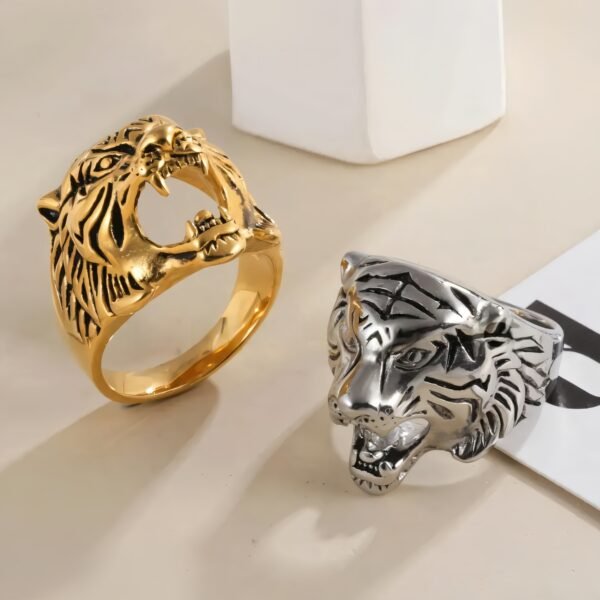 Stainless Steel Tiger Ring for Men Vintage Wild Style Animal Jewelry | DZ66