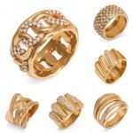 Shiny Full Diamond Stainless Steel Fashion Personality European & American Style Women's Ring