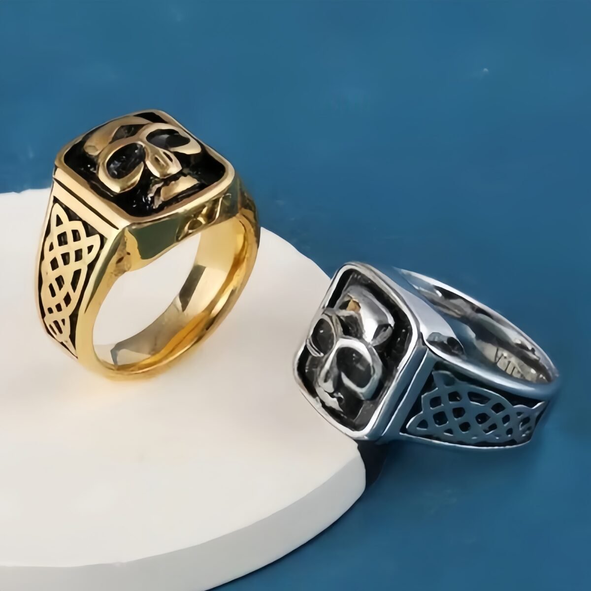 Vintage Celtic Knot Stainless Steel Ring For Men Gold Silver Tone | DZ1132 - Image 1