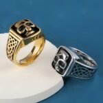 Vintage Celtic Knot Stainless Steel Ring For Men Gold Silver Tone | DZ1132