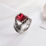 Vintage Chain Inlaid Gemstone Ring Men's Fashion Square Ring | K00659 - Image 7