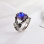 Vintage Chain Inlaid Gemstone Ring Men's Fashion Square Ring | K00659 - Image 5