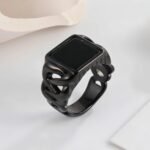 Vintage Chain Style Men's Stainless Steel Flat Stone Ring Jewelry | K002683 - Image 3