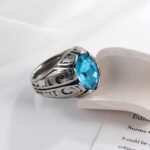 Vintage Floral Pattern Gemstone Ring Men's Silver Trendy Jewelry | K00906 - Image 4
