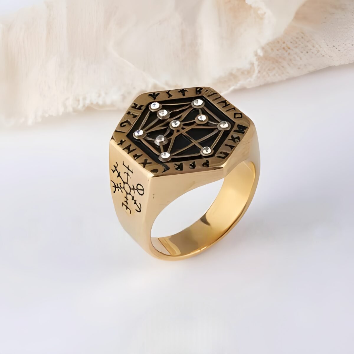Vintage Geometric Symbol Stainless Steel Ring Men's Fashion Unique Band | G003791 - Image 5