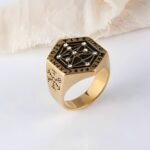 Vintage Geometric Symbol Stainless Steel Ring Men's Fashion Unique Band | G003791 - Image 5