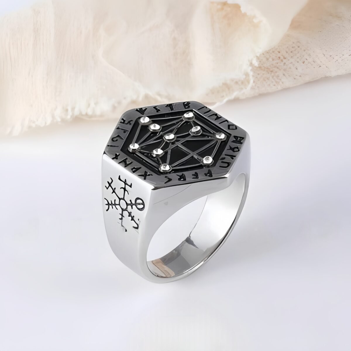 Vintage Geometric Symbol Stainless Steel Ring Men's Fashion Unique Band | G003791 - Image 3