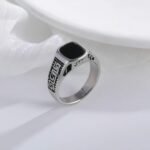 Vintage Greek Pattern Stainless Steel Ring with Gemstone Decoration Men's Ring | K0058 - Image 3