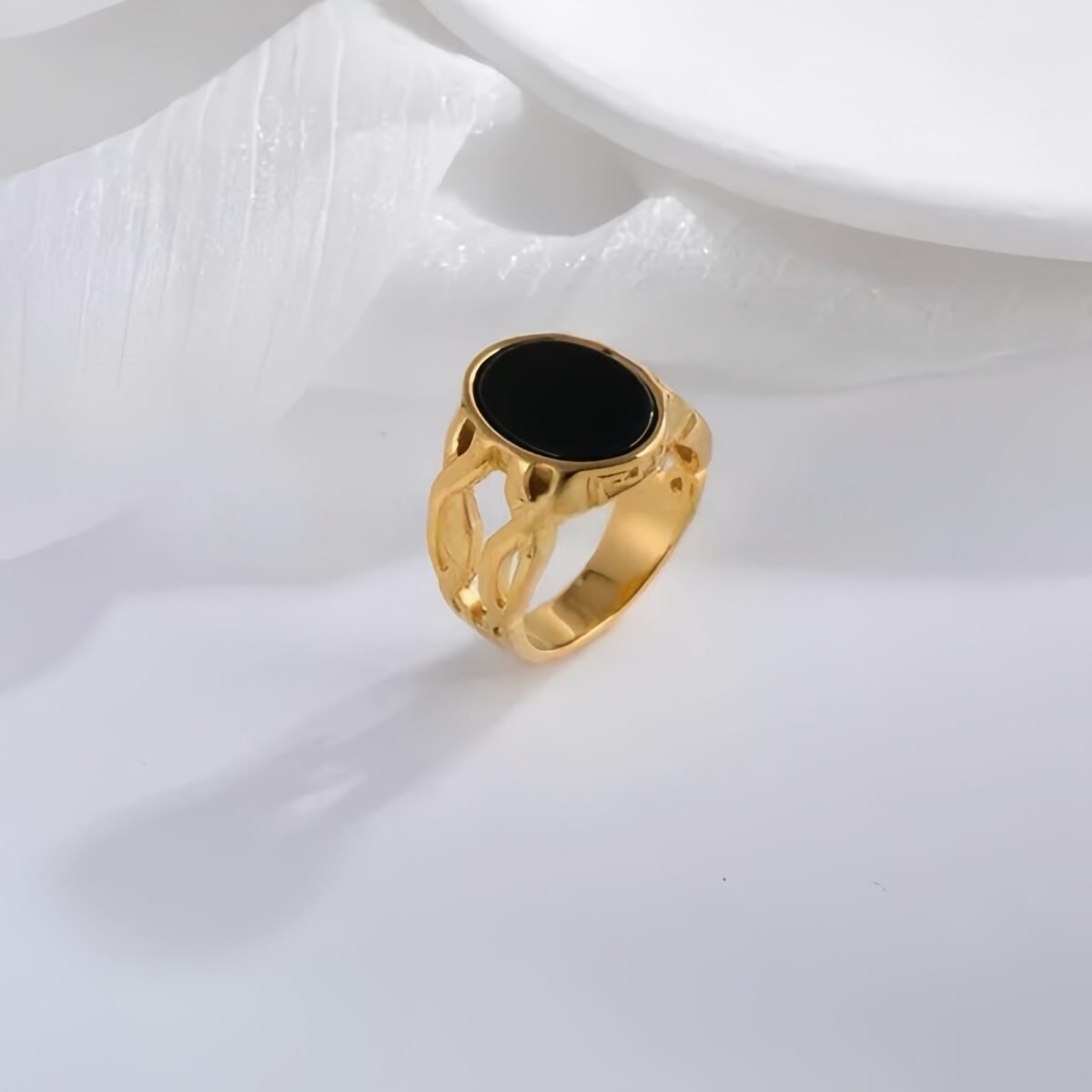 Vintage Hollow Oval Stainless Steel Ring for Men | K002667 - Image 2